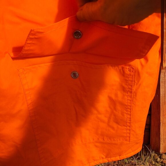 Bushmaster Orange Rain Jacket Hooded Vtg L Nylon & PVC  Snap Pockets Drawstrings - Picture 5 of 6